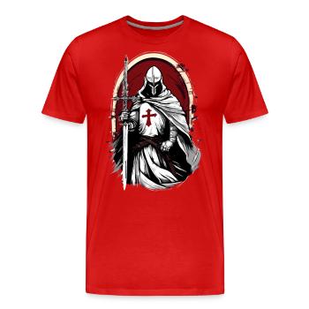 Crusader Knight with - Men's Premium Organic T-Shirt - red - Front - Damien (186cm)