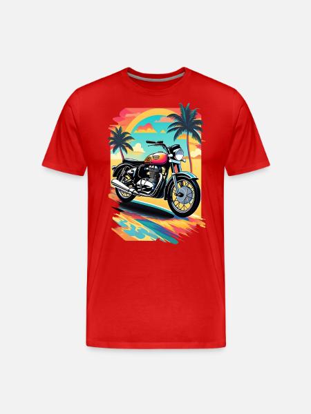 Retro motorcykel på en tropisk strand - Organic T-shirt Ekologisk premium-T-shirt herr - röd