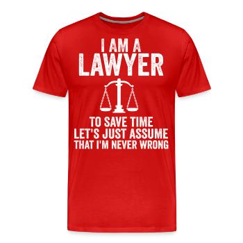 Ich bin Anwalt - Männer Premium Bio T-Shirt - Rot - Vorne - Damien (186cm)