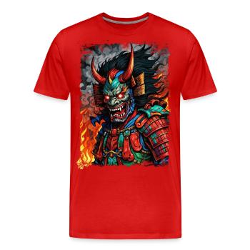 Masque Oni Diable - T-shirt bio Premium Homme - rouge - Devant - Damien (186cm)