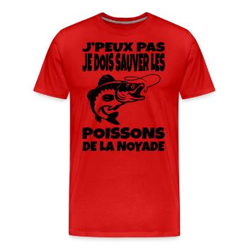 J’peux pas je dois sauver les poissons - T-shirt bio Premium Homme - rouge - Devant - Damien (186cm)