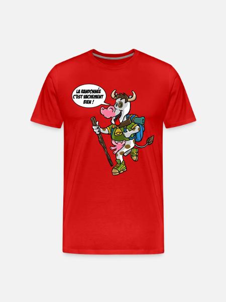 la vache en randonnée - T-shirt bio Premium Homme - rouge