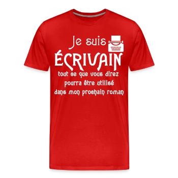 Je suis écrivain - T-shirt bio Premium Homme - rouge - Devant - Damien (186cm)