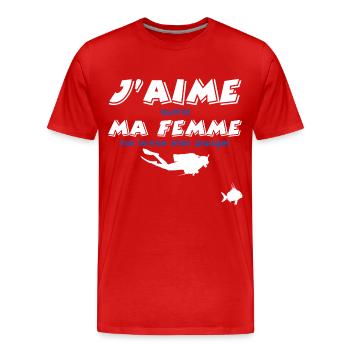 J'aime ma femme - T-shirt bio Premium Homme - rouge - Devant - Damien (186cm)