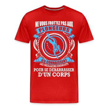 Plongeurs et corps - T-shirt bio Premium Homme - rouge - Devant - Damien (186cm)