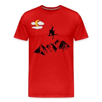Mountain with ski freestyle - Men's Premium Organic T-Shirt - red - Front - Damien (186cm)