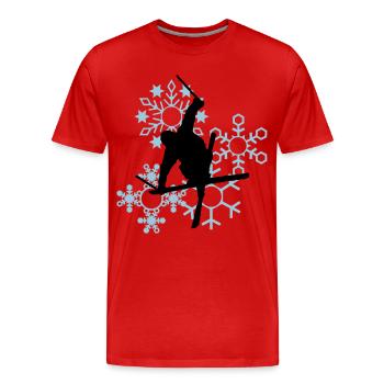 Skis with snowflakes - Men's Premium Organic T-Shirt - red - Front - Damien (186cm)