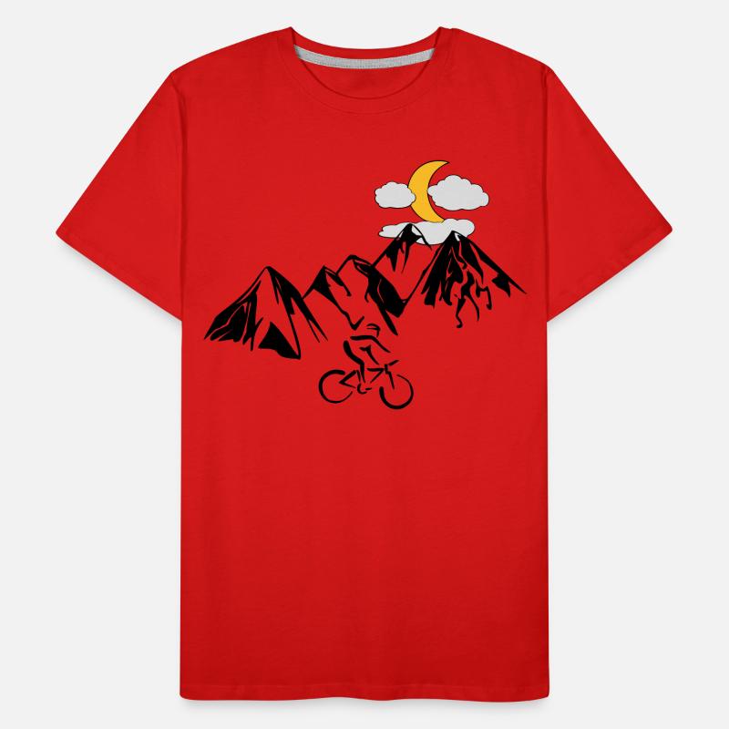 Mountainbiker mit Bergen Männer Premium Bio T-Shirt