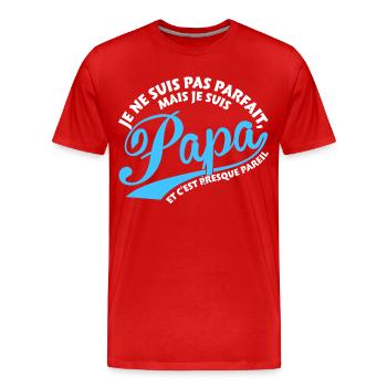 Parfait Papa - T-shirt bio Premium Homme - rouge - Devant - Damien (186cm)