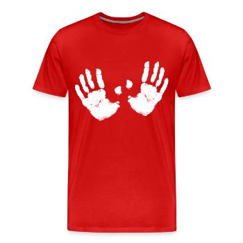 2 mains blanches couleur fantôme bobbs sein moi aussi - T-shirt bio Premium Homme - rouge - Devant - Damien (186cm)