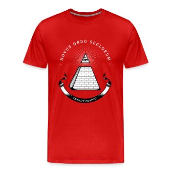 illuminati pyramide Erleuchtung geheim cool Nerd b - Männer Premium Bio T-Shirt - Rot - Vorne - Damien (186cm)