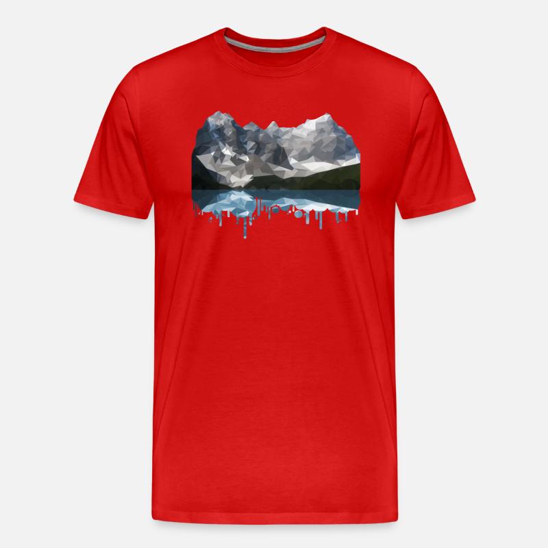 Montagnes Low Poly - T-shirt bio Premium Homme - rouge