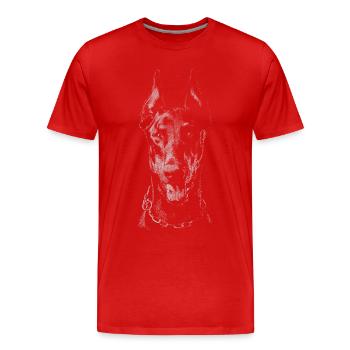 Dobermann - Männer Premium Bio T-Shirt - Rot - Vorne - Damien (186cm)