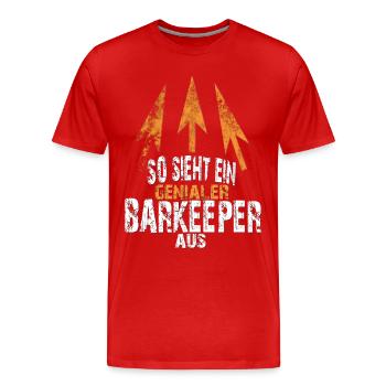 genialer BARKEEPER - Männer Premium Bio T-Shirt - Rot - Vorne - Damien (186cm)