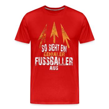 genialer FUSSBALLER - Männer Premium Bio T-Shirt - Rot - Vorne - Damien (186cm)