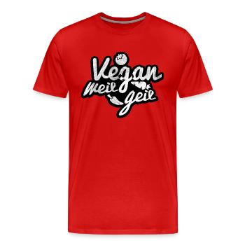 Vegan weil geil Veganer - Männer Premium Bio T-Shirt - Rot - Vorne - Damien (186cm)