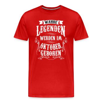 Oktober geboren - Männer Premium Bio T-Shirt - Rot - Vorne - Damien (186cm)