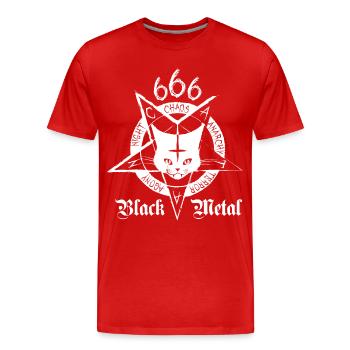 Black Metal Cat - CATAN - T-shirt bio Premium Homme - rouge - Devant - Damien (186cm)