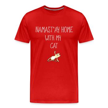 yoga namasté sport épicéa chat süß stay bande dessinée vidéo - T-shirt bio Premium Homme - rouge - Devant - Damien (186cm)