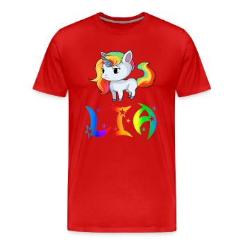 Lia Unicorn - Men's Premium Organic T-Shirt - red - Front - Damien (186cm)