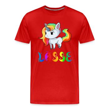 Einhorn Lasse - Männer Premium Bio T-Shirt - Rot - Vorne - Damien (186cm)