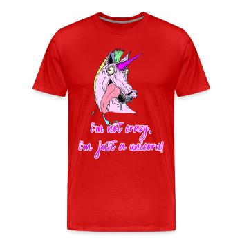 fou licorne licorne folle - T-shirt bio Premium Homme - rouge - Devant - Damien (186cm)