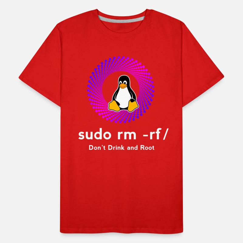 Ordinateur Sys admin Penguin Nerd pc sudo rm -rf cod T-shirt bio Premium Homme