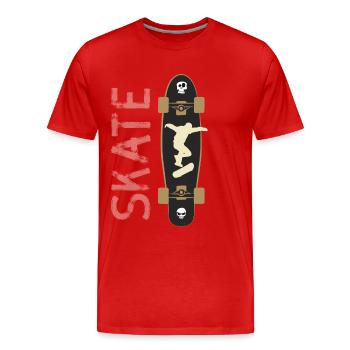 skate skateboard longboard halfpipe jump skull LOL - T-shirt bio Premium Homme - rouge - Devant - Damien (186cm)