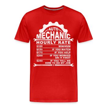 Auto Mechanic Hourly Rate - Männer Premium Bio T-Shirt - Rot - Vorne - Damien (186cm)