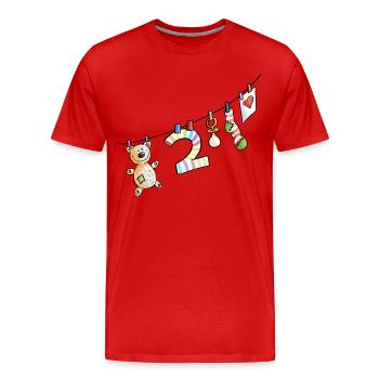 Zweiter Geburtstag - Bin schon zwei - Geschenk - Männer Premium Bio T-Shirt - Rot - Vorne - Damien (186cm)