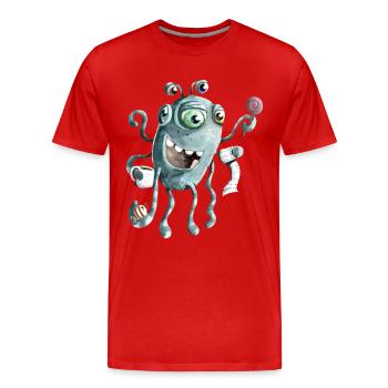 Lustiges Monster der Tiefsee - Männer Premium Bio T-Shirt - Rot - Vorne - Damien (186cm)