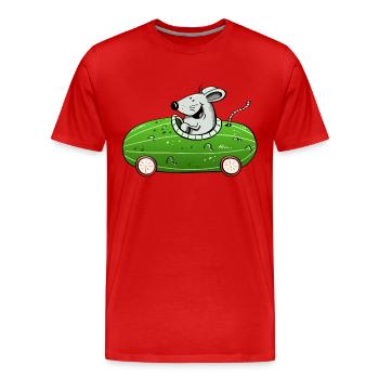 Mouse drives ne olle cucumber - car - cars - funny - Men's Premium Organic T-Shirt - red - Front - Damien (186cm)