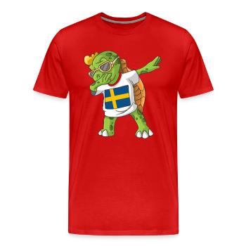 Schweden Dabbing Schildkröte - Männer Premium Bio T-Shirt - Rot - Vorne - Damien (186cm)