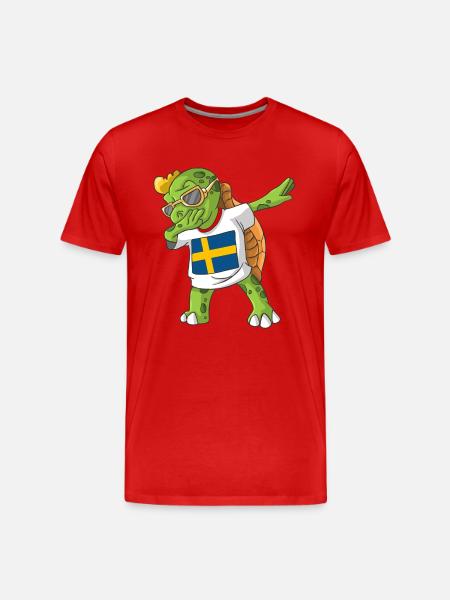 Schweden Dabbing Schildkröte - Männer Premium Bio T-Shirt - Rot