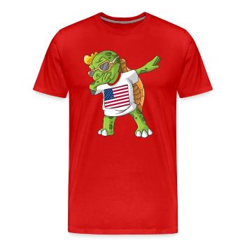 United States Dabbing turtle - Men's Premium Organic T-Shirt - red - Front - Damien (186cm)