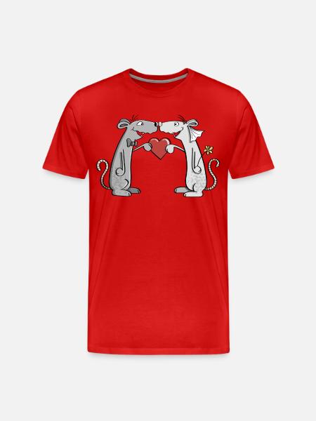Wedding Mice - Newlyweds - Bride - Groom - Men's Premium Organic T-Shirt - red
