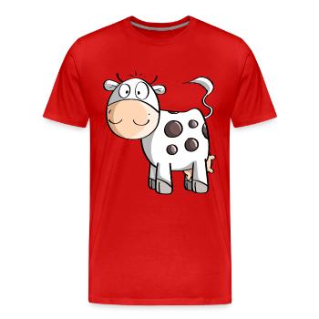 Lustige Gepunktete Kuh - Kühe - Comic - Kinder - Männer Premium Bio T-Shirt - Rot - Vorne - Damien (186cm)