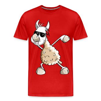Cool Dab Dance Lama - Dabbing Alpaga - Comic Fun - T-shirt bio Premium Homme - rouge - Devant - Damien (186cm)