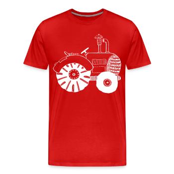 White Tractor - Tractor - Tractors - Comic - Men's Premium Organic T-Shirt - red - Front - Damien (186cm)