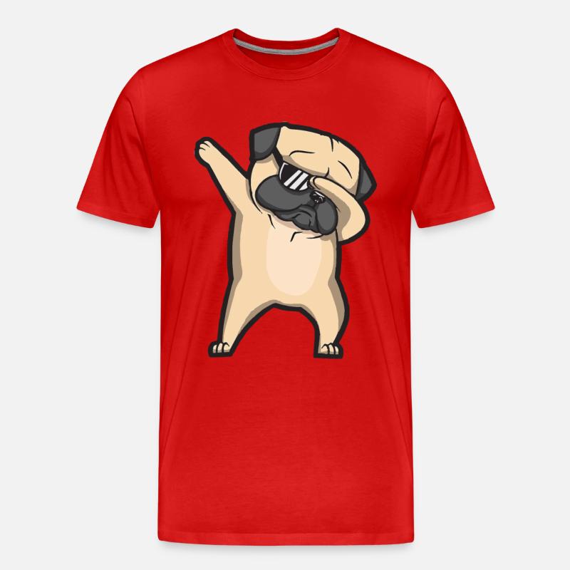 dabbing pug - Männer Premium Bio T-Shirt - Rot