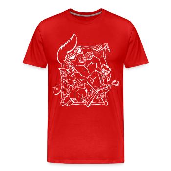 Riff Glyphik Gitarrenszene - Männer Premium Bio T-Shirt - Rot - Vorne - Damien (186cm)