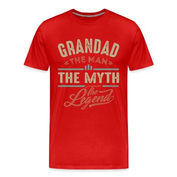 Grandad The Legend - Men's Premium Organic T-Shirt - red - Front - Damien (186cm)