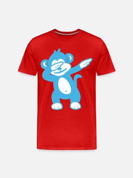 Blue Monkey Maskottchen – Verspieltes Design - Männer Premium Bio T-Shirt - Rot