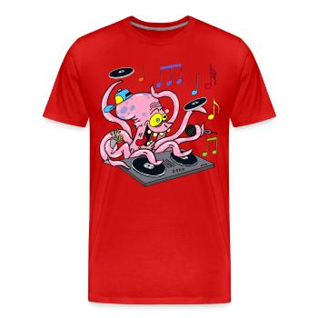 Octopus dj - Men's Premium Organic T-Shirt - red - Front - Damien (186cm)