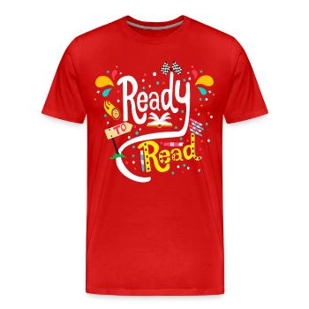 Cadeau drôle pour les amateurs de lecture de livres, prêt à lire - T-shirt bio Premium Homme - rouge - Devant - Damien (186cm)