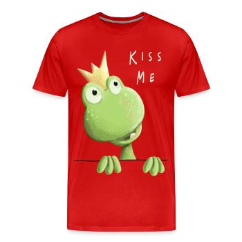 Embrasse-moi grenouille - Prince grenouille - Comic - T-shirt bio Premium Homme - rouge - Devant - Damien (186cm)