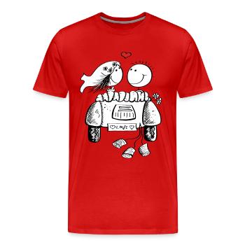 Voiture de mariage avec amour couple de mariage - T-shirt bio Premium Homme - rouge - Devant - Damien (186cm)