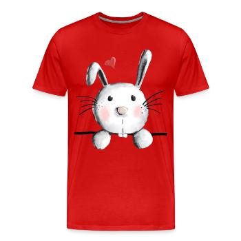 Lapin avec coeur - lapin - lapin - mucki - lapin - T-shirt bio Premium Homme - rouge - Devant - Damien (186cm)