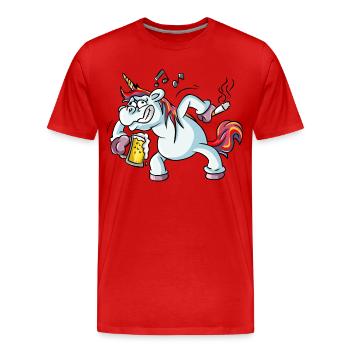 Besoffenes Einhorn - Männer Premium Bio T-Shirt - Rot - Vorne - Damien (186cm)