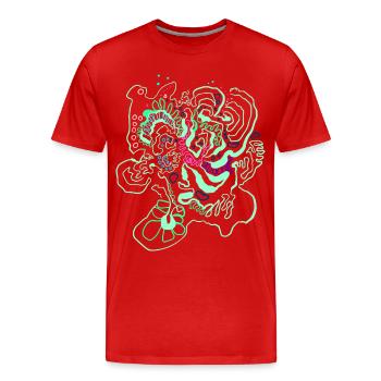Coral Map / Floral Pattern - Men's Premium Organic T-Shirt - red - Front - Damien (186cm)